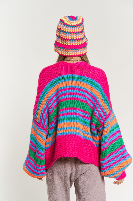 Rainbow Chunky Knit Cardigan