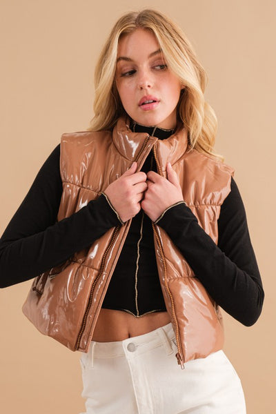 Glossy Quilted Puffer Vest