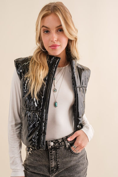 Glossy Quilted Puffer Vest