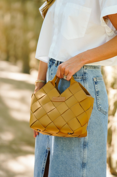 Taupe Woven Mini Tote