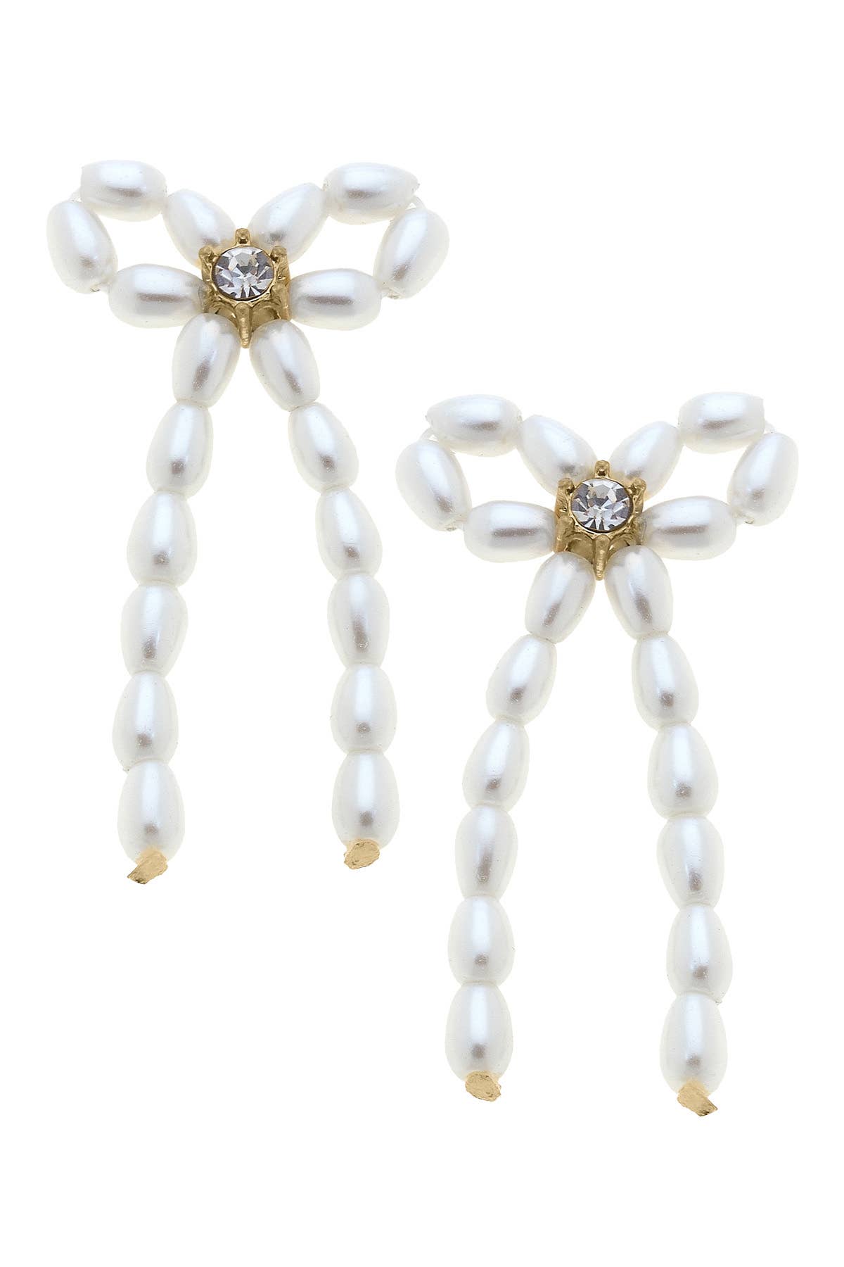 Pearl Beaded Bow Earrings