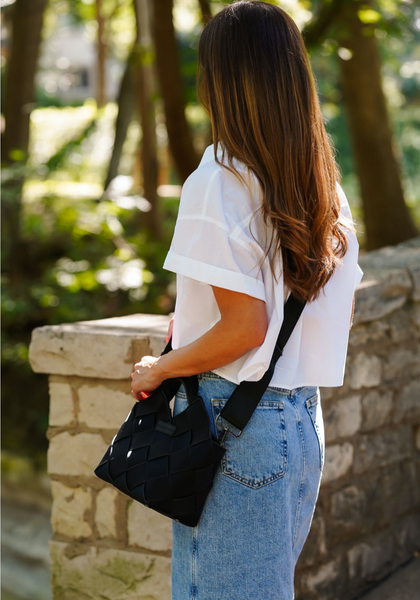 Black Woven Mini Tote