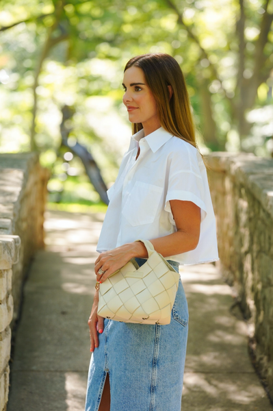 Ivory Woven Mini Tote