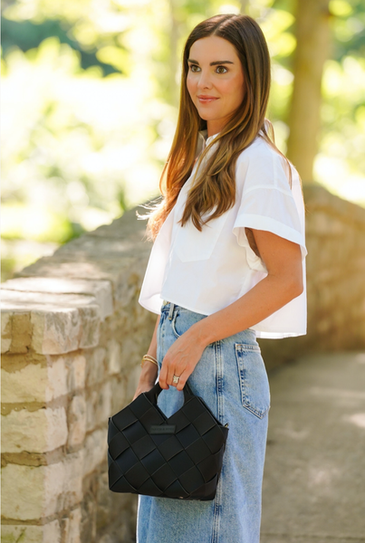 Black Woven Mini Tote