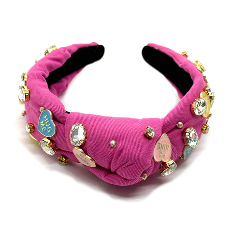 Pink Embellished Heart Headband