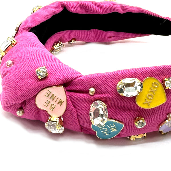 Pink Embellished Heart Headband