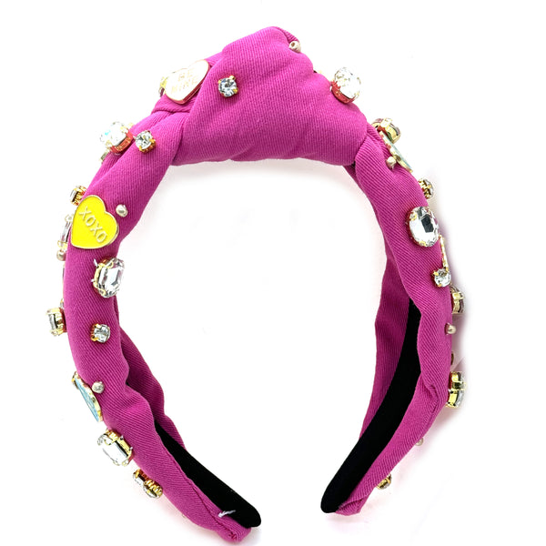 Pink Embellished Heart Headband