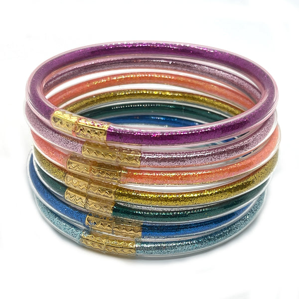 Glitter Rainbow Jelly Bracelet Set