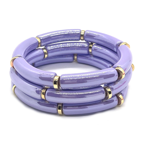 Lavender Pearlized Tube Bracelet Set