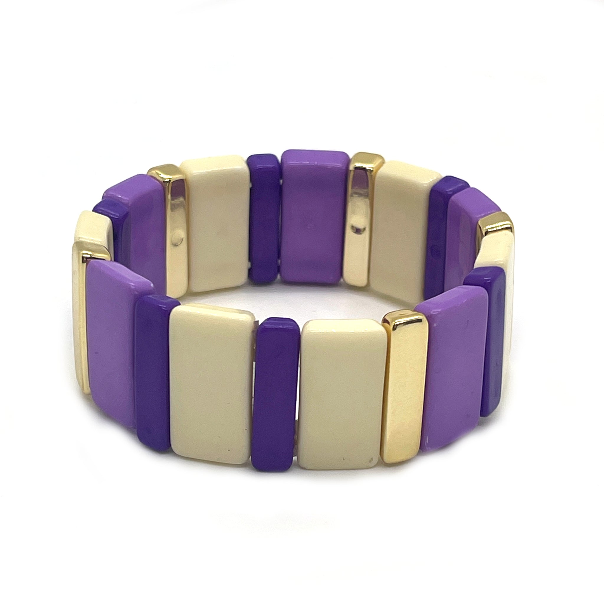 Purple Colorblock Stretch Bracelet