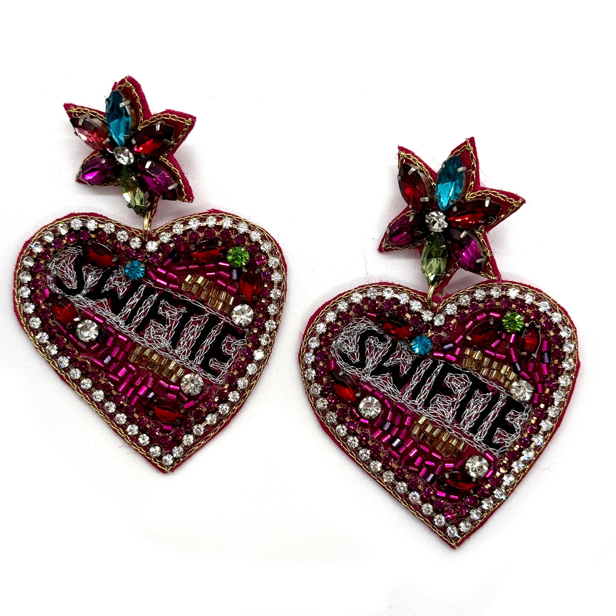 Swiftie Beaded Heart Earrings