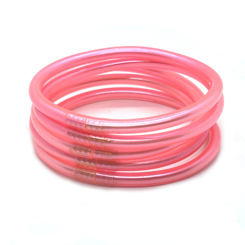 Pink Pearlized Jelly Bracelet Set
