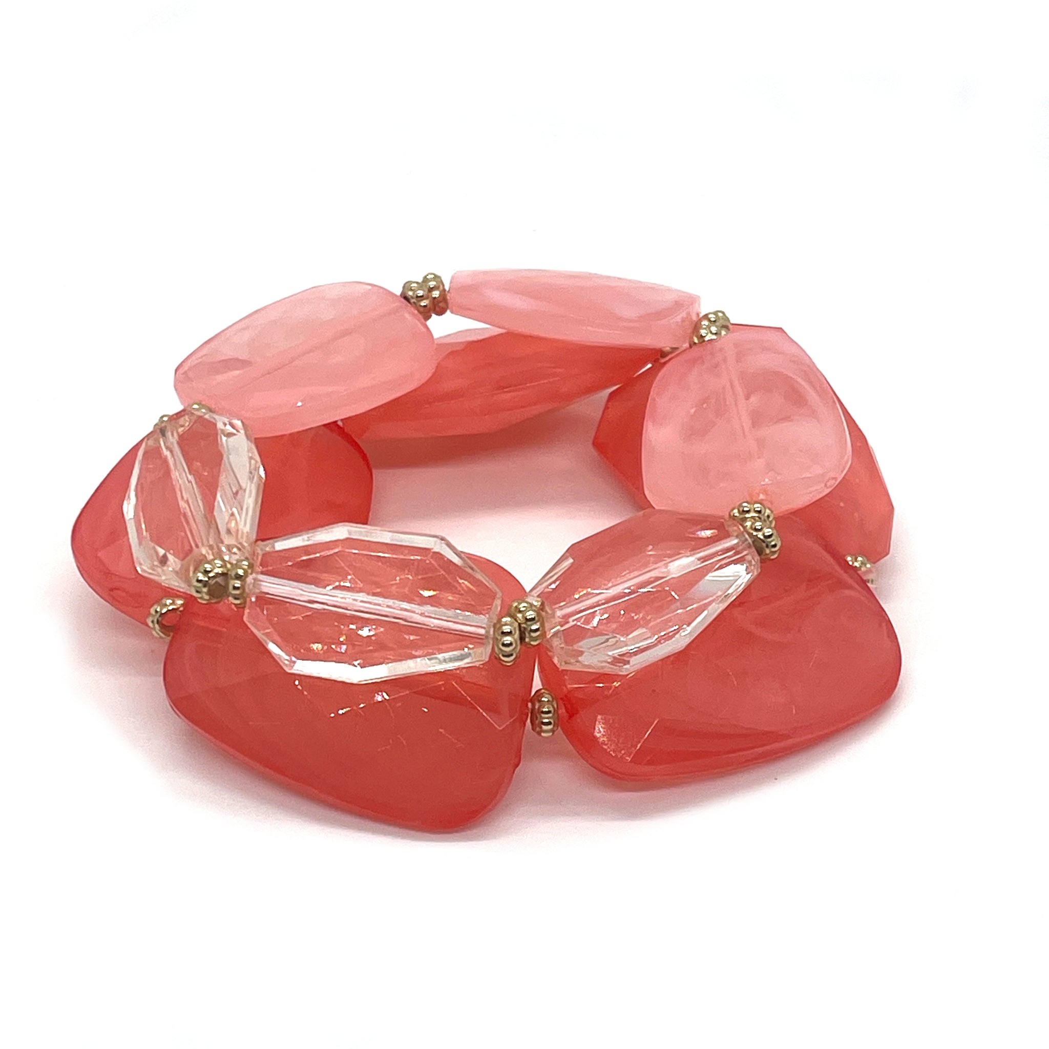 Coral Chunky Beaded Bracelet Set