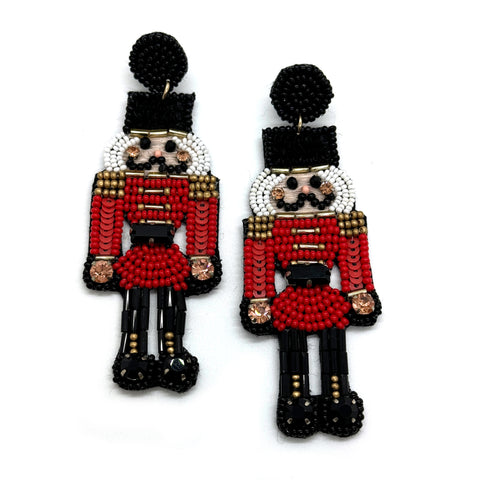 Red Black Nutcracker Earrings