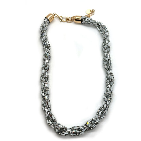 Silver Twist Rhinestone Necklace