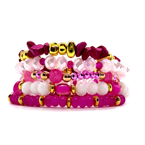 Hot Pink Party Bracelet Stack