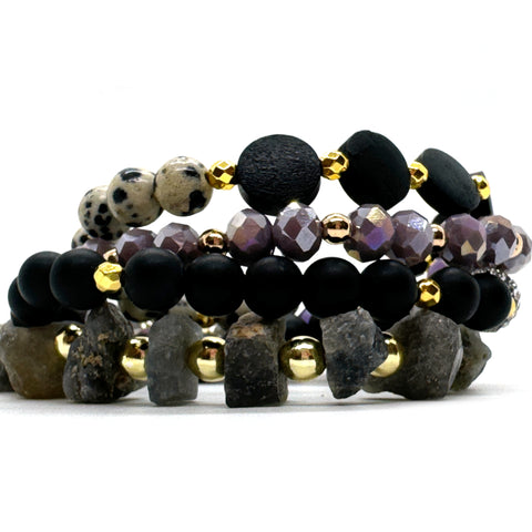 Black Stone Bracelet Set