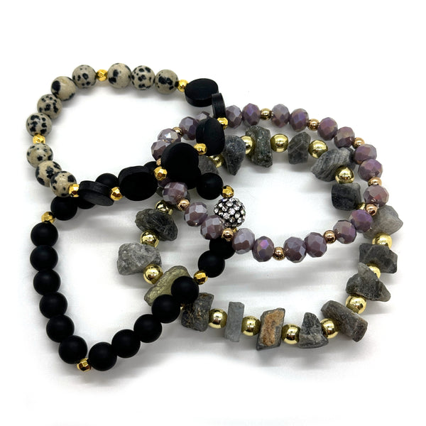 Black Stone Bracelet Set