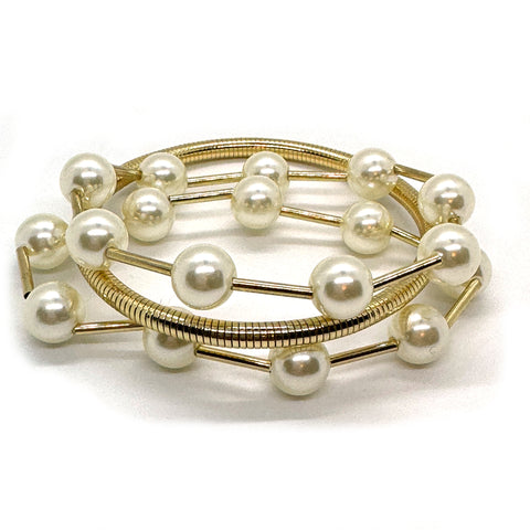 Gold & Pearl Bracelet Set