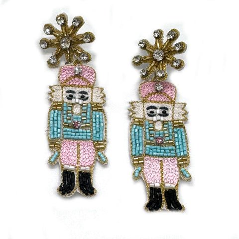 Pink Blue Nutcracker Earrings