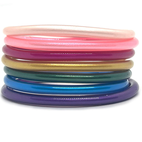 Pearlized Rainbow Jelly Bracelet Set