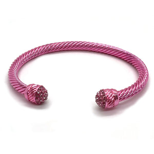 Pink Cable Bracelet with Rhinestones