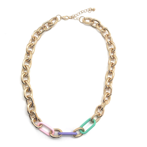 Pastel Link Gold Necklace