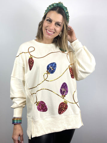 christmas light sweater, sequin christmas sweater, christmas light, queen of sparkles, tacky christmas sweater