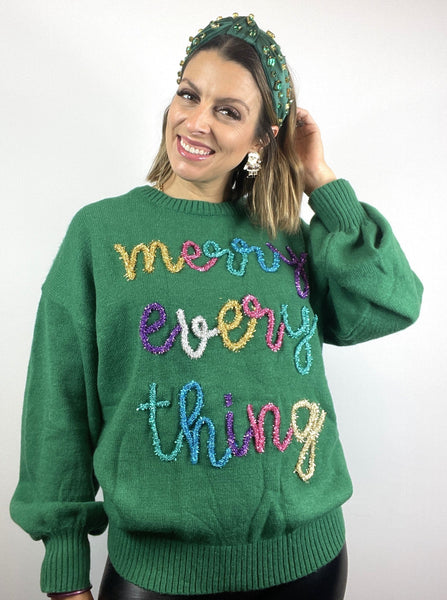 Green Merry Everything Sweater