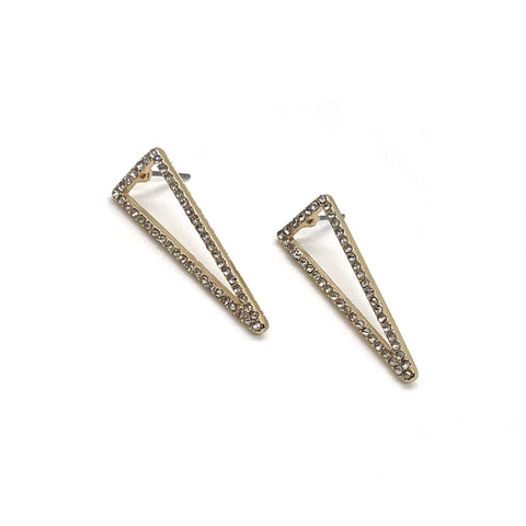 Gold Triangle Rhinestone Studs