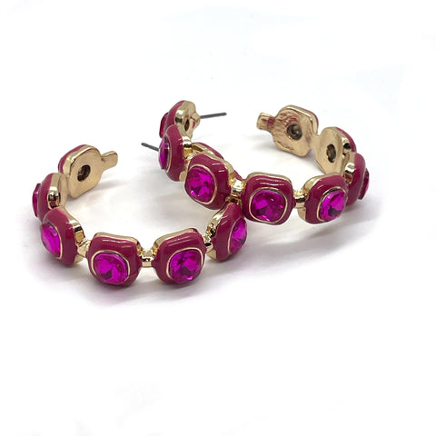 Fuchsia Jeweled Hoops