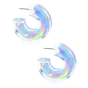 Holographic Chunky Acrylic Hoops