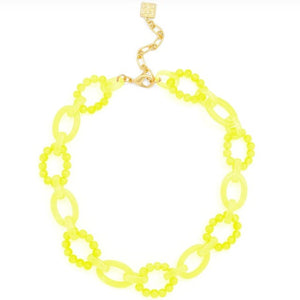 Lime Green Glass & Acrylic Beaded Necklace