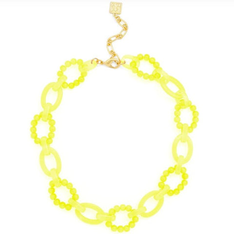 Lime Green Glass & Acrylic Beaded Necklace