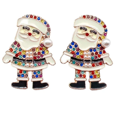 Santa Rainbow Multi Enamel Earrings