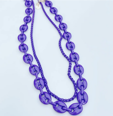 Purple Link Layered Necklace