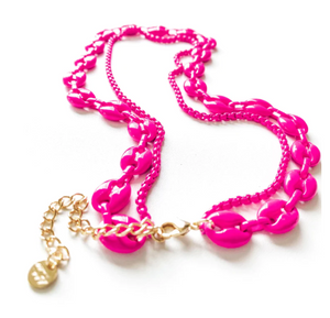 Pink Link Layered Necklace