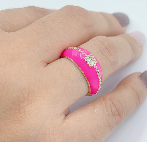 Hot Pink Enamel Ring