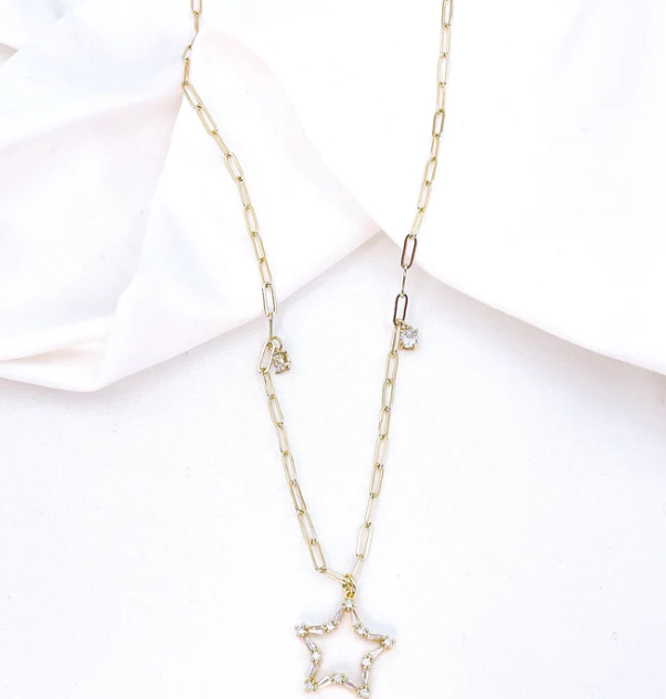 Long Rhinestone Star Necklace
