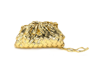 Gold Metallic Woven Clutch