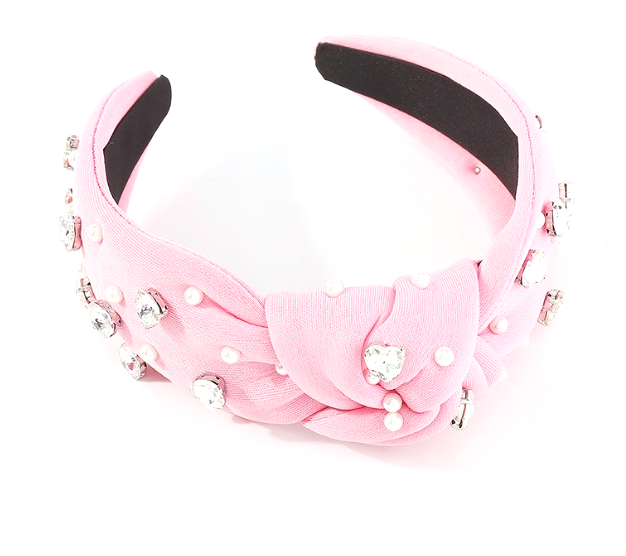 Pink Heart Rhinestone Headband