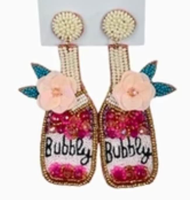 Pink Flower Bubbly Earrings