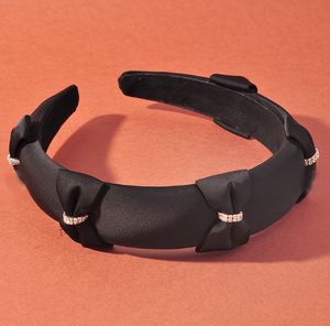 Black Satin Bow Headband