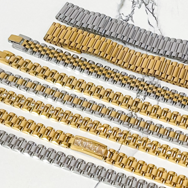 Gold Rhinestone Watch Band Bracelet