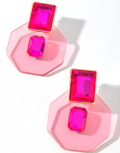 Fuchsia Hexagon Earrings