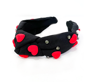 Black Embellished Heart Headband
