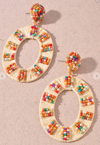 Raffia Oval Earrings