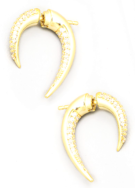 Studded Gold Fang Earrings