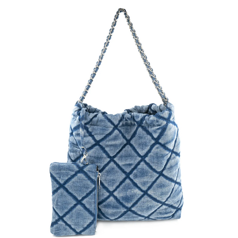 Denim Quilted Shoulder Bag