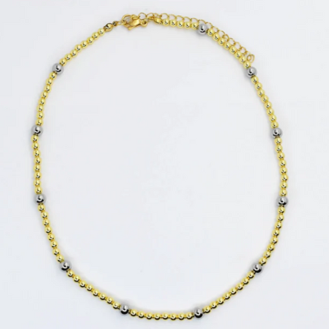 Gold Silver Beaded Necklace